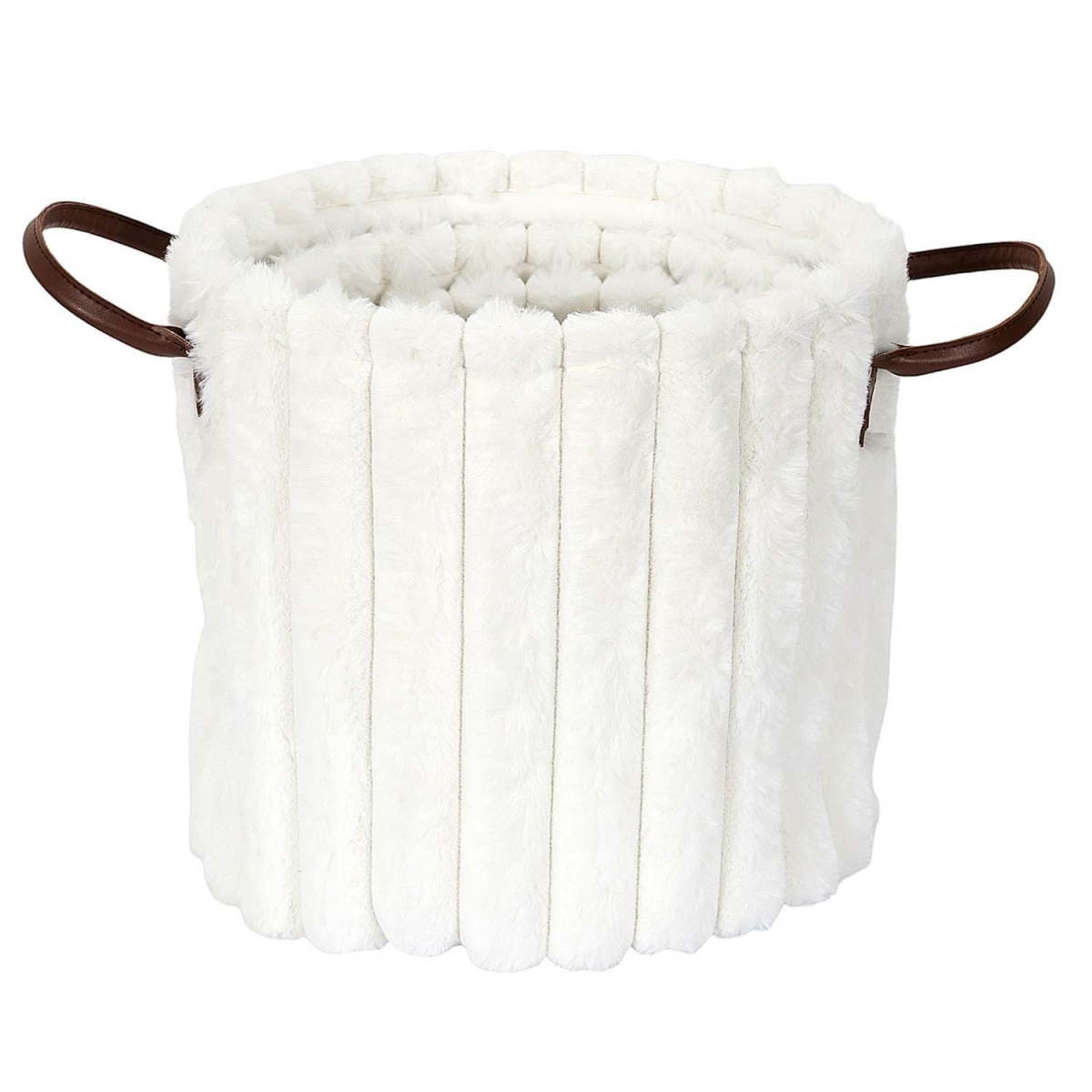 Zestaw 3 koszy tkanina Furry białe