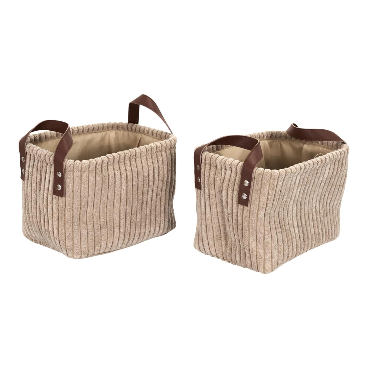 Zestaw 3 koszy Sztruks taupe