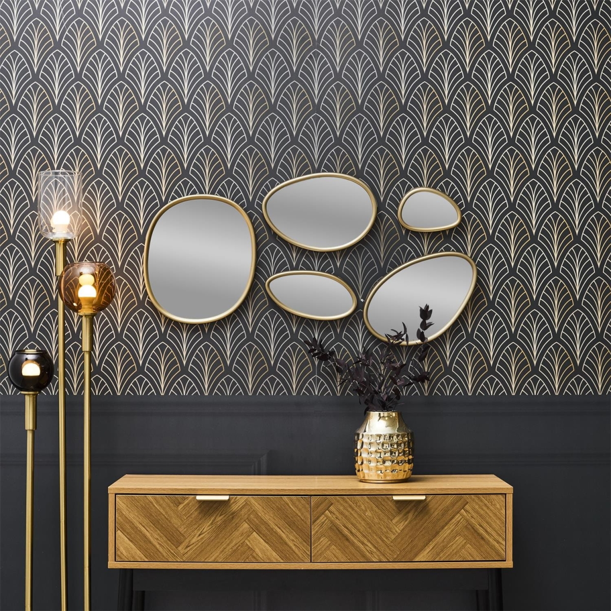 Zestaw 5 luster Organic Shape złote