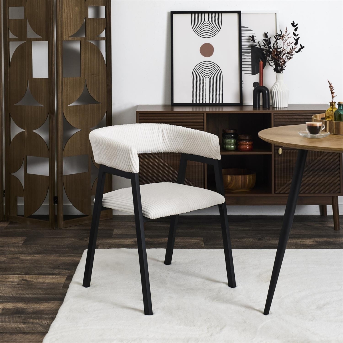 Krzesło Scott białe/czarne sztruks