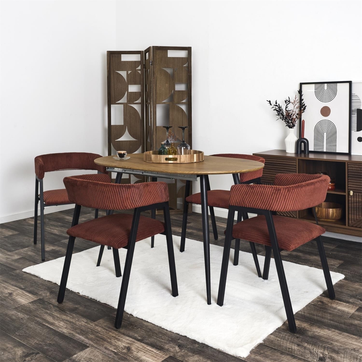 Krzesło Scott teracotta/czarne sztruks