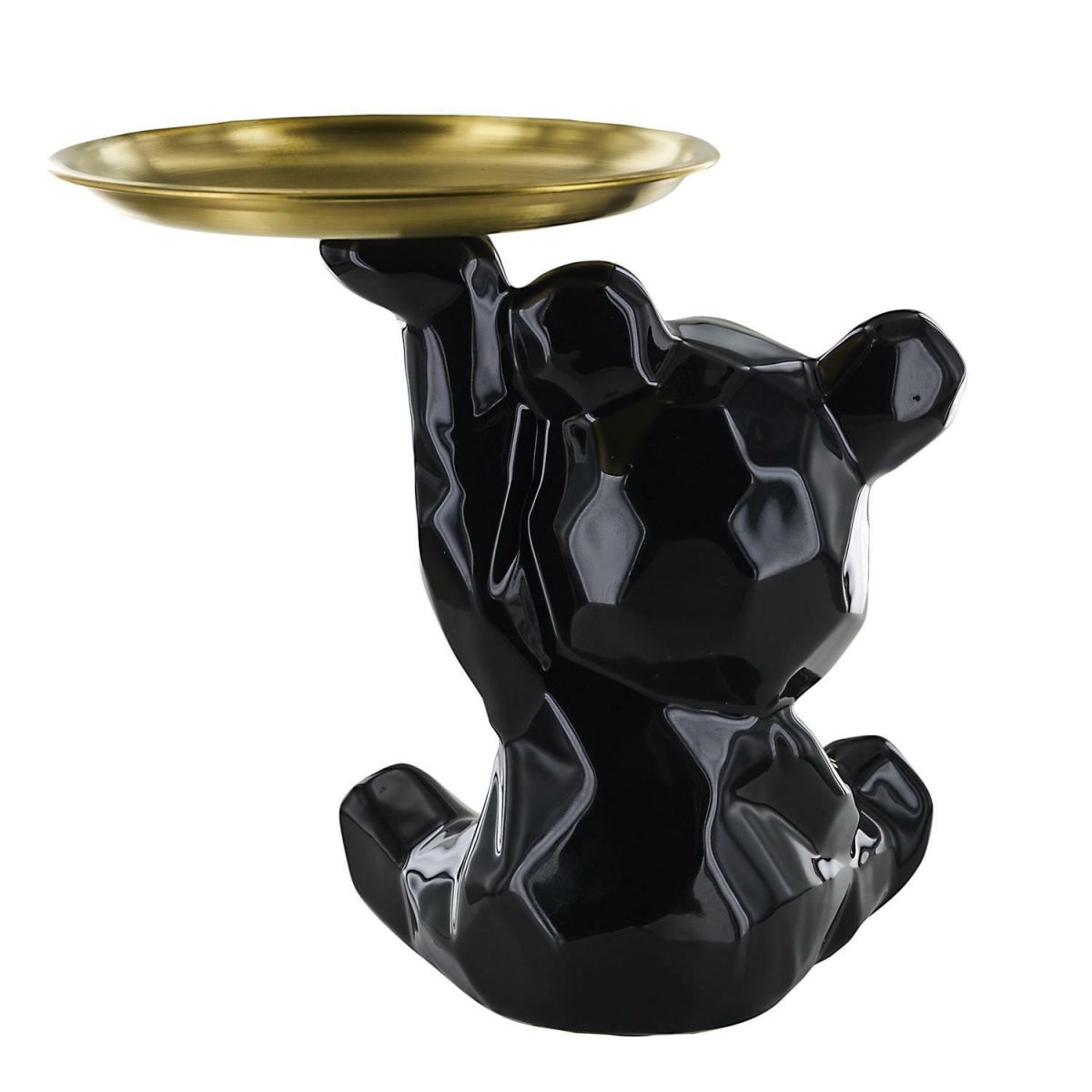 Figurka Miś origami ze złotą tacą czarna