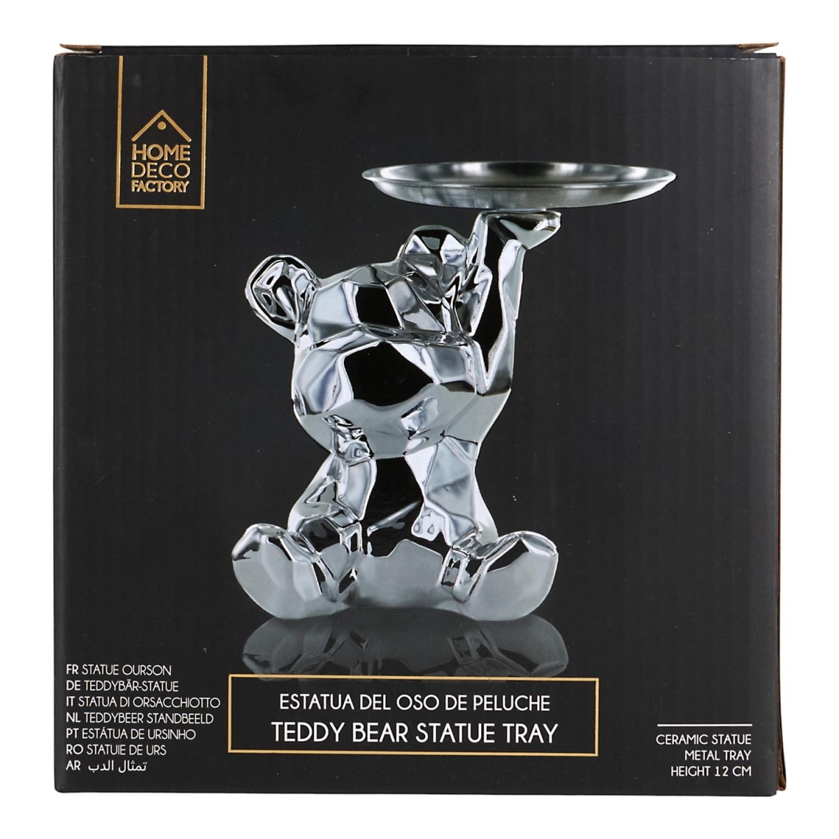 Figurka Miś origami z srebrną tacą srebrny