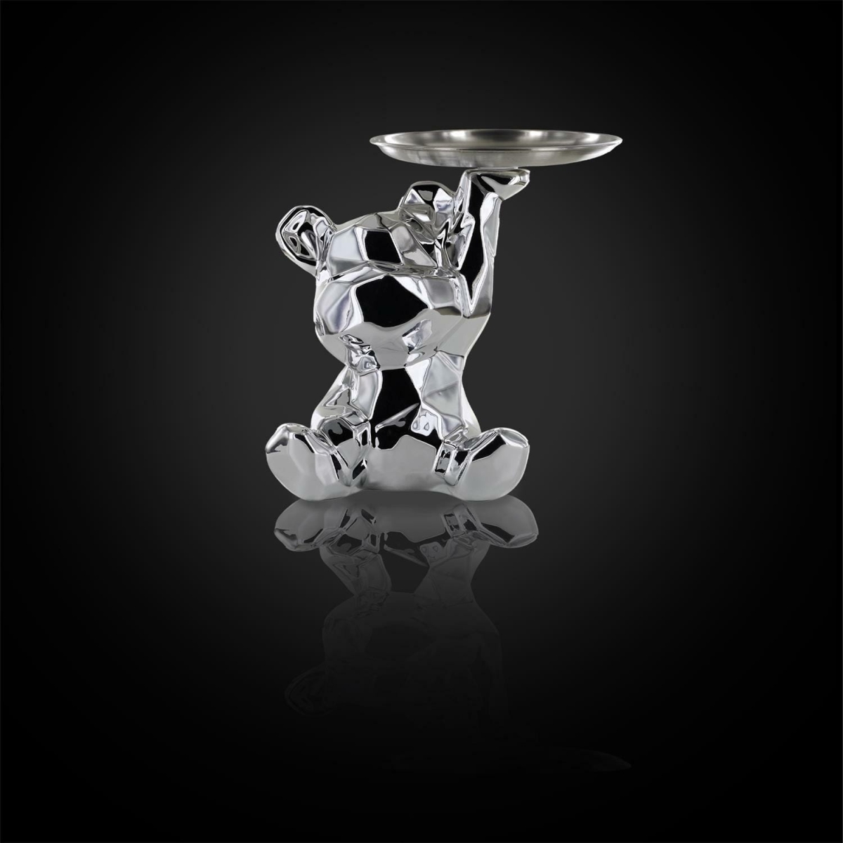 Figurka Miś origami z srebrną tacą srebrny