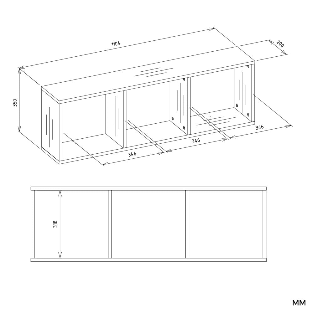 Regał Wiszący COBI 1X3 - Nowoczesna Półka Ścienna 3 Komory Biel Mat