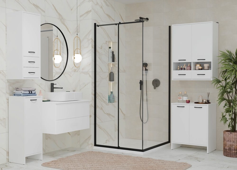 Szafka Łazienkowa Wisząca NINA W1D2S BIAŁY 2 Szuflady 3 Pólki