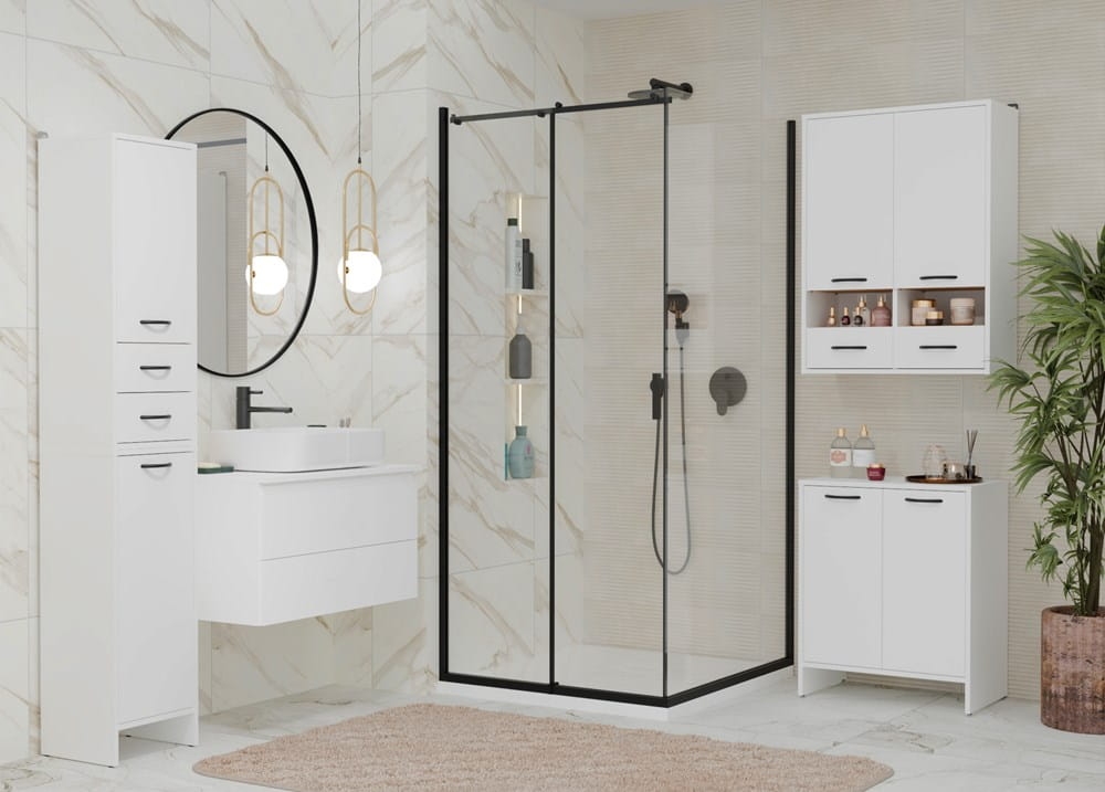 Szafka Łazienkowa Wisząca NINA W1D2S BIAŁY 2 Szuflady 3 Pólki