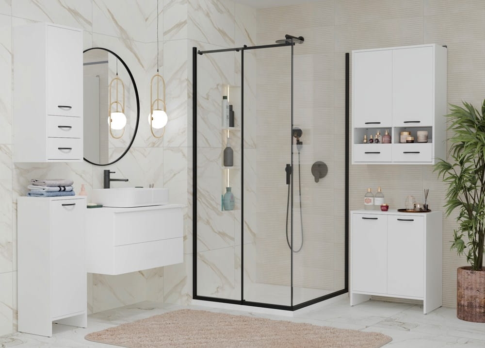 Szafka Łazienkowa NINA 2DUM BIAŁY 2 Drzwi Półki Regał Pod Umywalkę