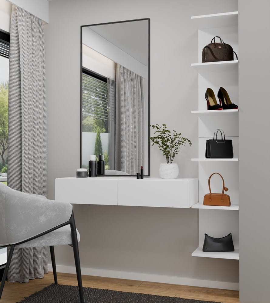 Toaletka Kosmetyczna Wisząca MIKA 110 cm 2 Szuflady Do Sypialni BIAŁA