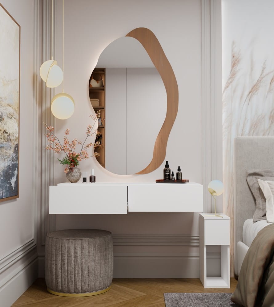 Toaletka Kosmetyczna Wisząca MIKA 110 cm 2 Szuflady Do Sypialni BIAŁA