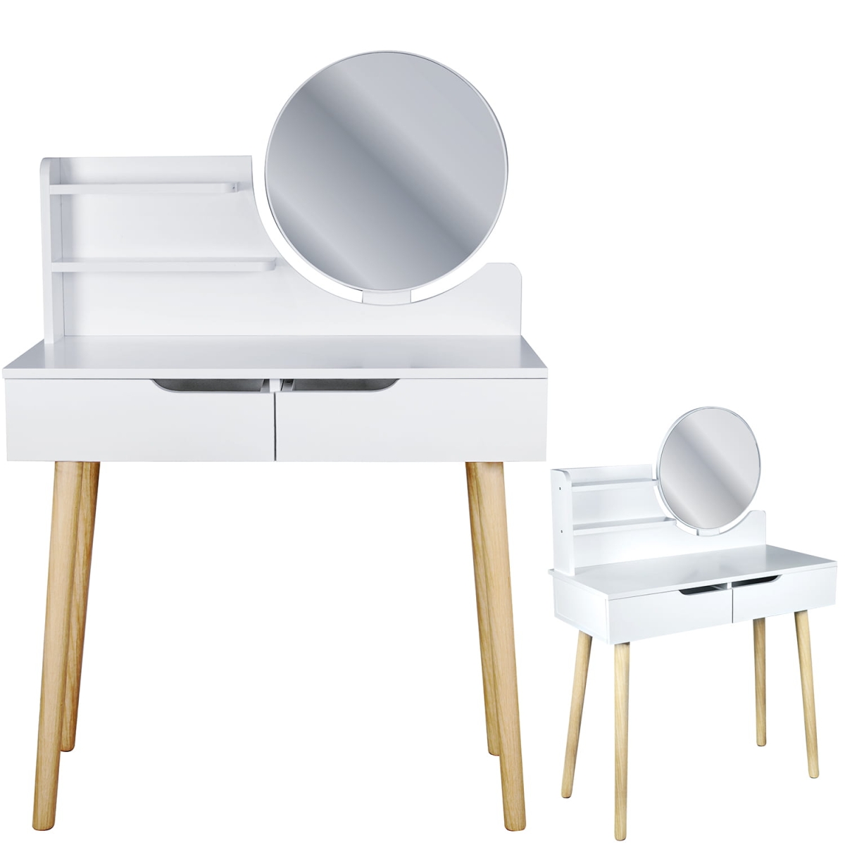 Toaletka kosmetyczna z lustrem - SCANDI biała