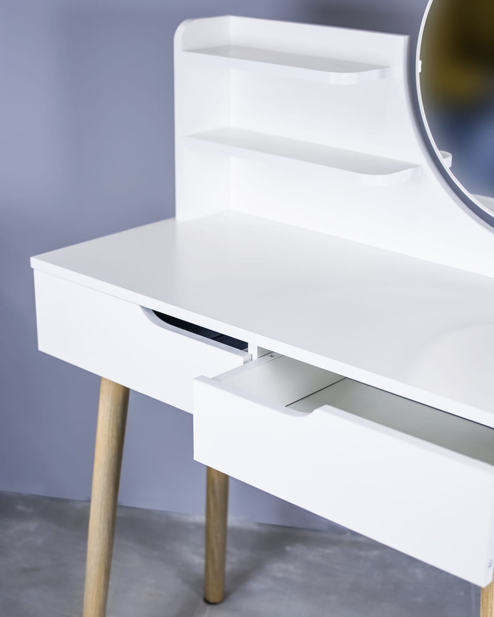 Toaletka kosmetyczna z lustrem - SCANDI biała