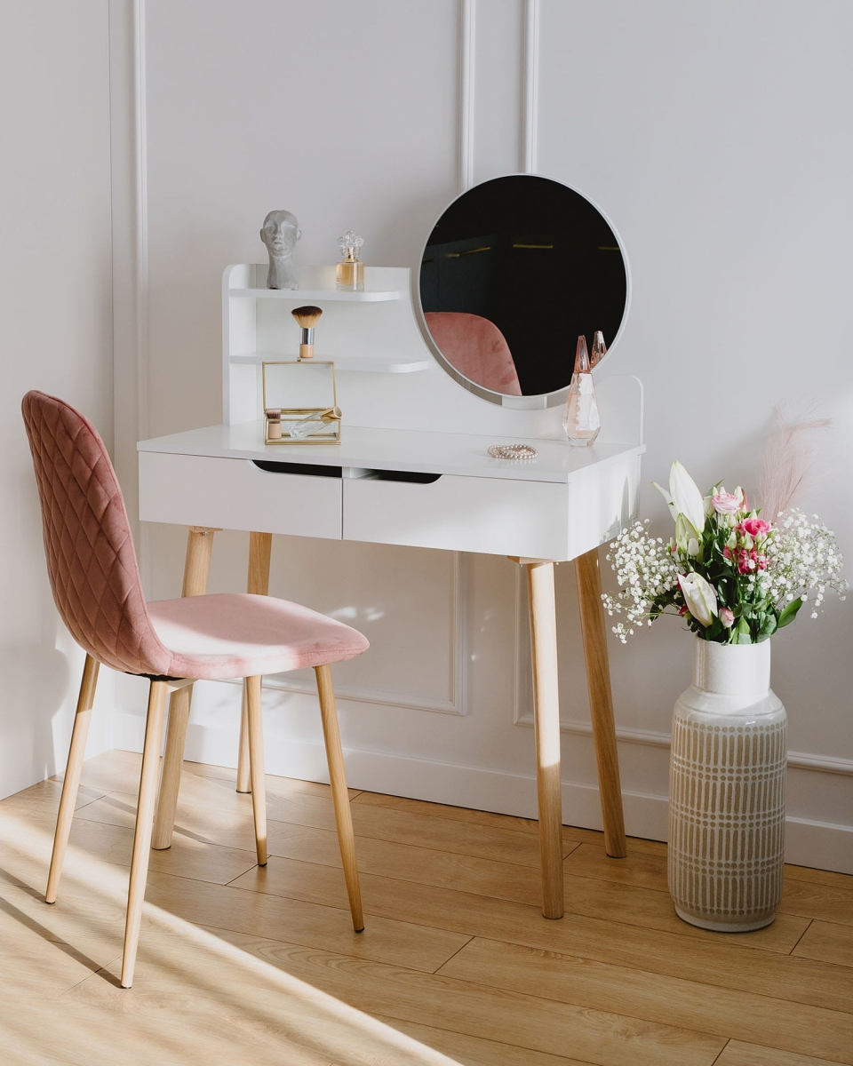 Toaletka kosmetyczna z lustrem - SCANDI biała