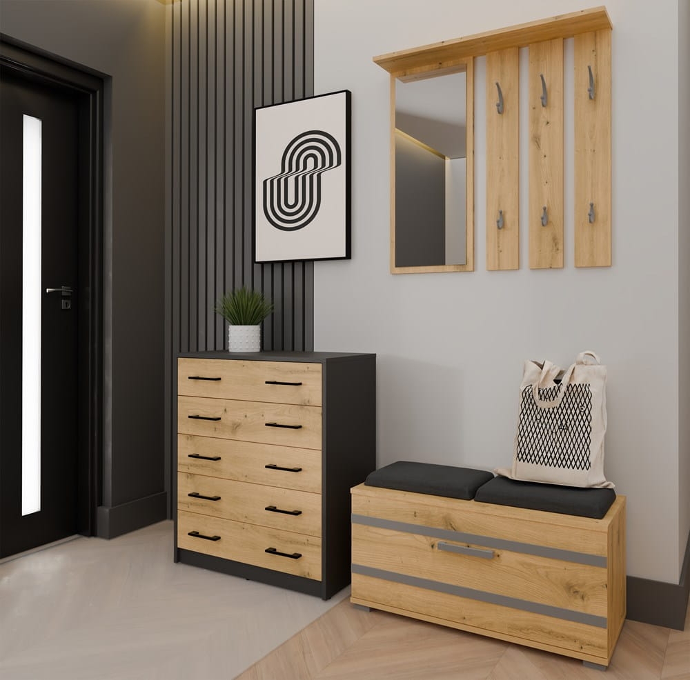 Szafka na obuwie ALEX ANTRACYT ARTISAN Do Przedpokoju