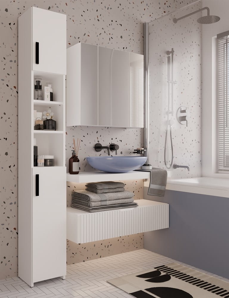 Szafka Łazienkowa POLA 3L Wisząca Z 3 Lustrami Nad Umywalkę 3 Drzwi BIAŁA