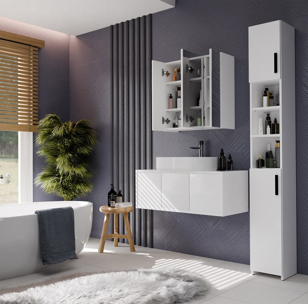 Szafka Łazienkowa POLA 3L Wisząca Z 3 Lustrami Nad Umywalkę 3 Drzwi BIAŁA