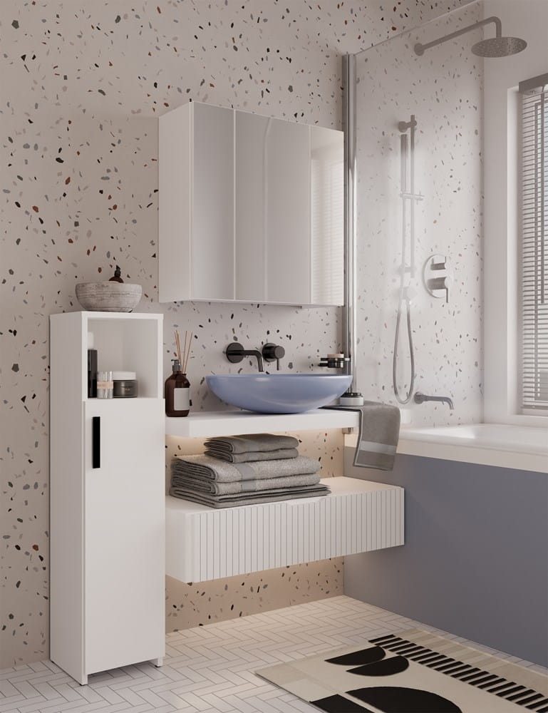 Szafka Łazienkowa POLA 3L Wisząca Z 3 Lustrami Nad Umywalkę 3 Drzwi BIAŁA