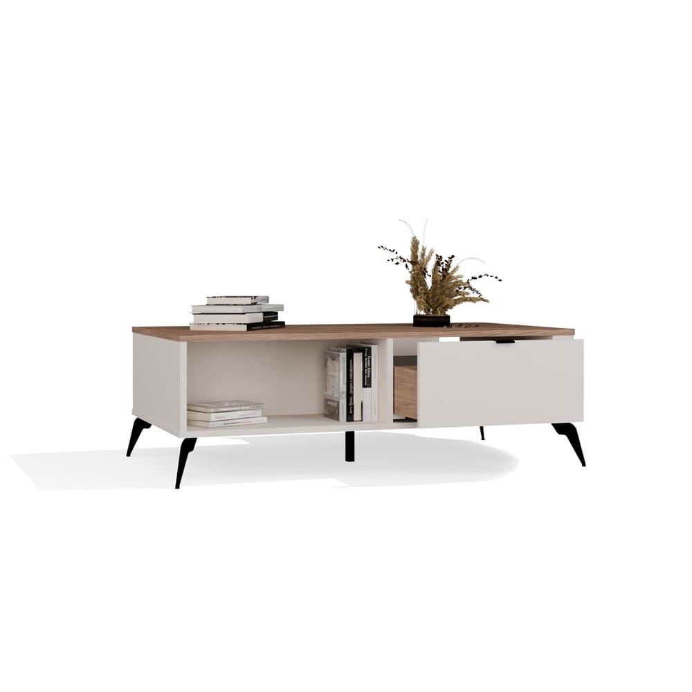 Stolik Kawowy Ława CORDOBA Kaszmir Beż Dąb Castello 2 Szuflady Do Salonu