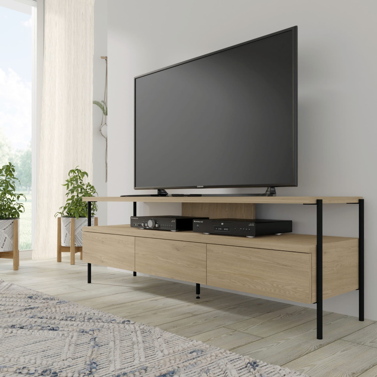 Dragonfly - Stolik RTV 3S {PK} dąb cremona