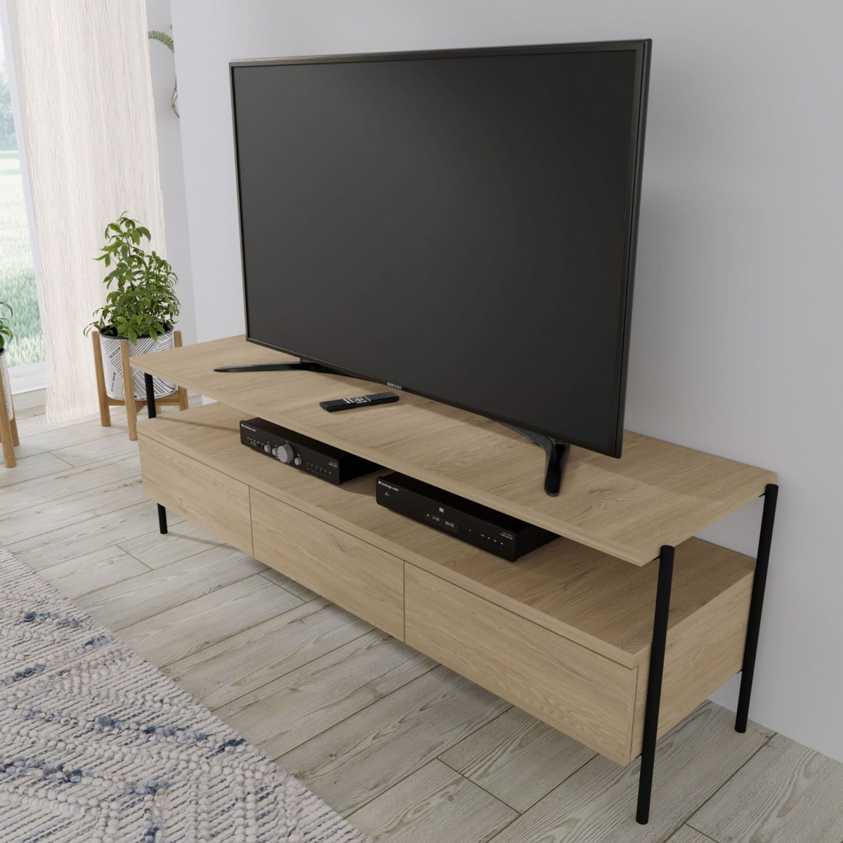 Dragonfly - Stolik RTV 3S {PK} dąb cremona