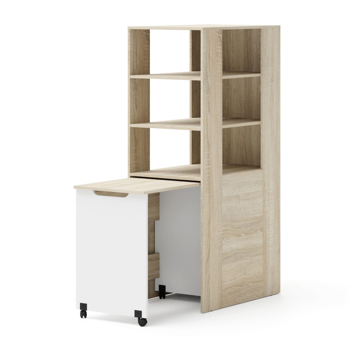 Samoa/Fuji - Regał z Biurkiem [PK] Dąb sonoma / biały mat