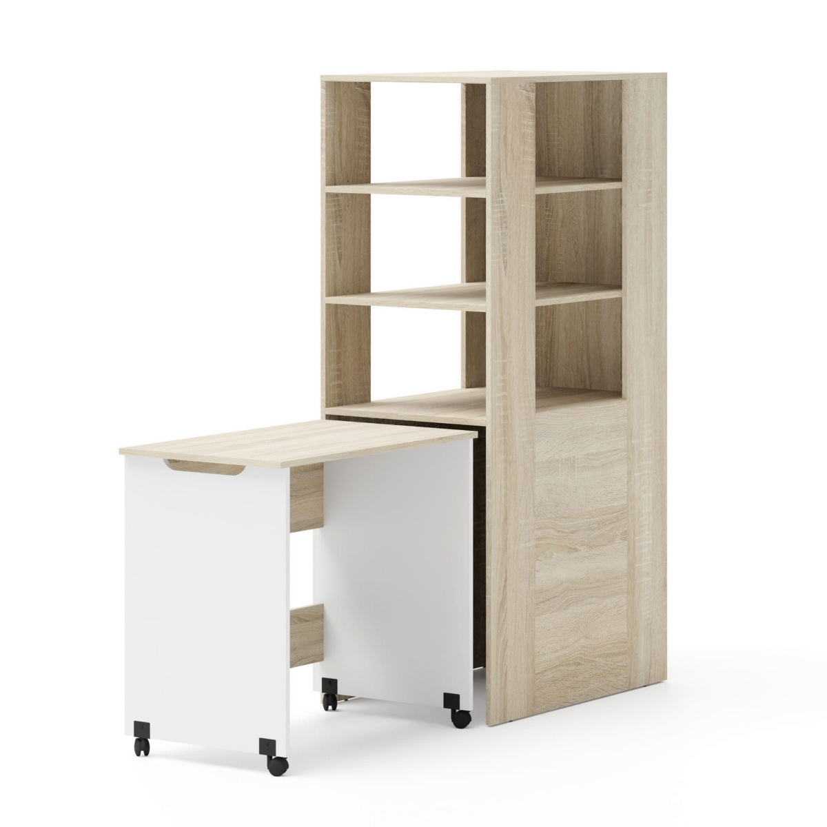 Samoa/Fuji - Regał z Biurkiem [PK] Dąb sonoma / biały mat
