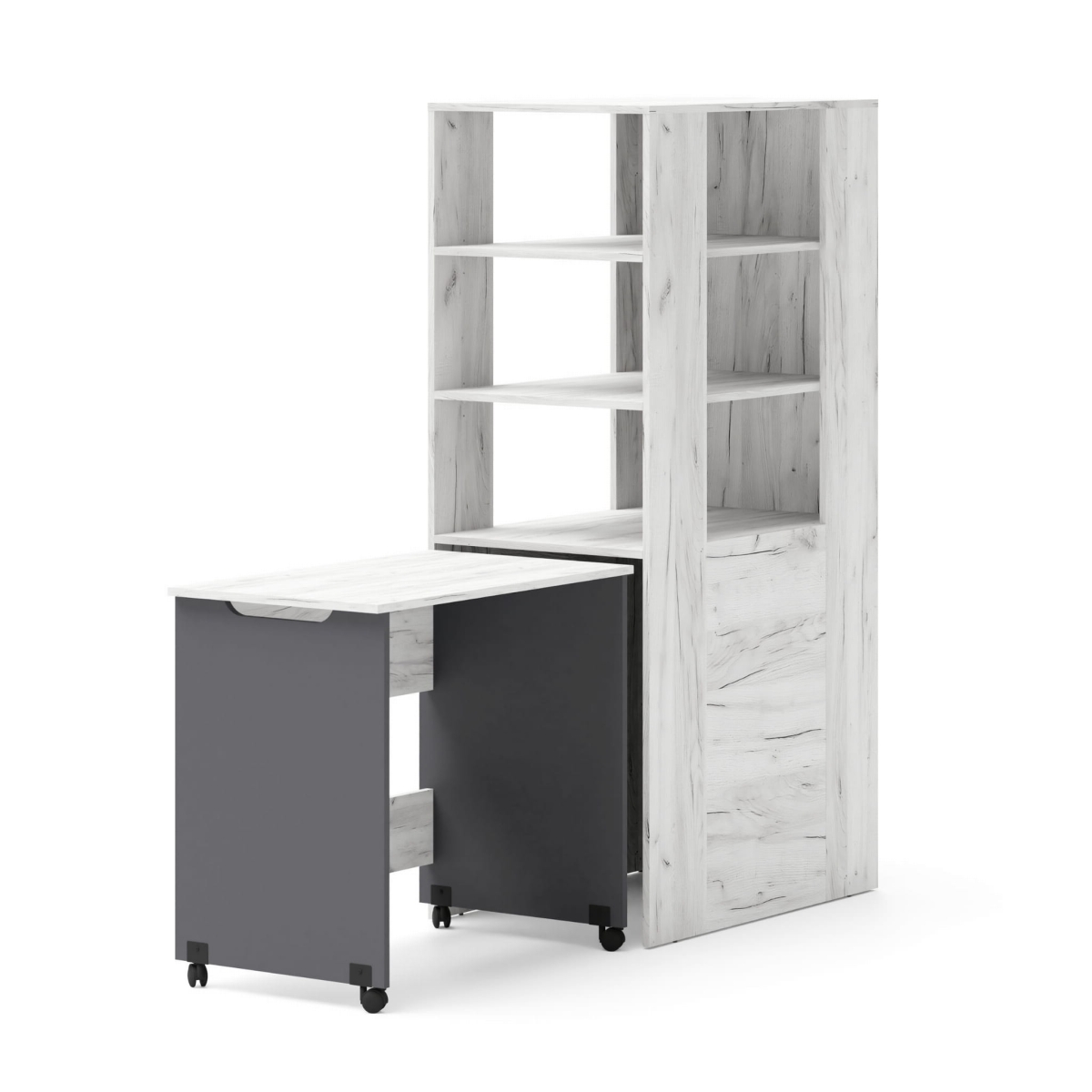 Samoa/Fuji - Regał z Biurkiem [PK] Craft biały / grafit