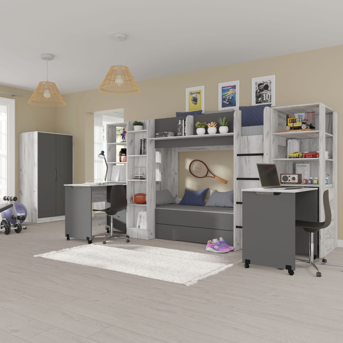 Samoa/Fuji - Szafa [PK] Craft biały / grafit