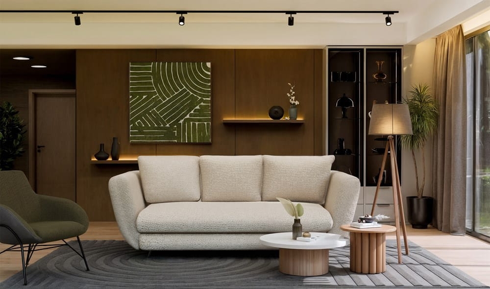 SOFA SARIS BEŻOWY NOGA CZARNA