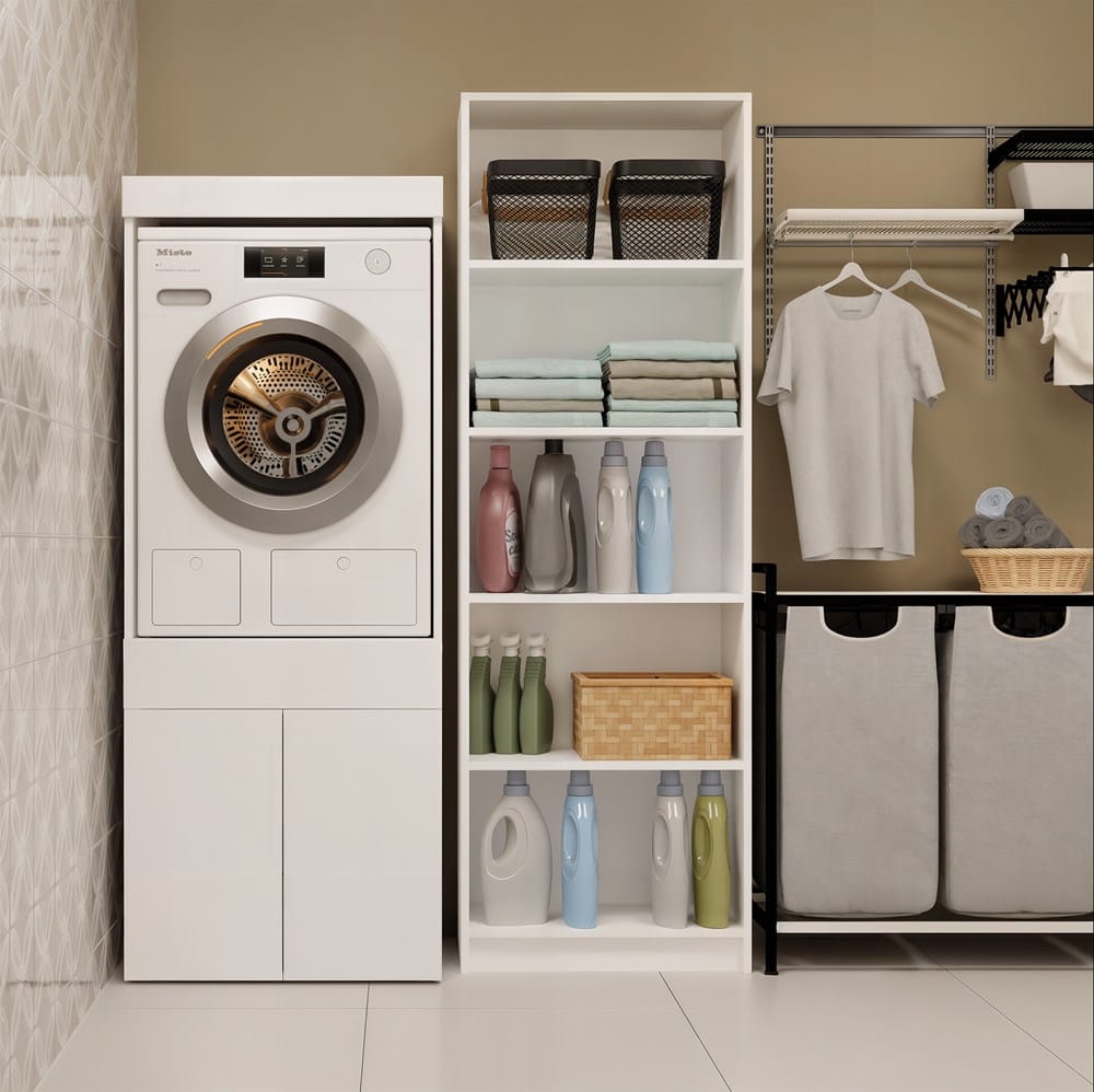 Szafka Łazienkowa Na Pralkę Lub Suszarkę POLA TWIN 1S BIAŁA Regał Szuflada