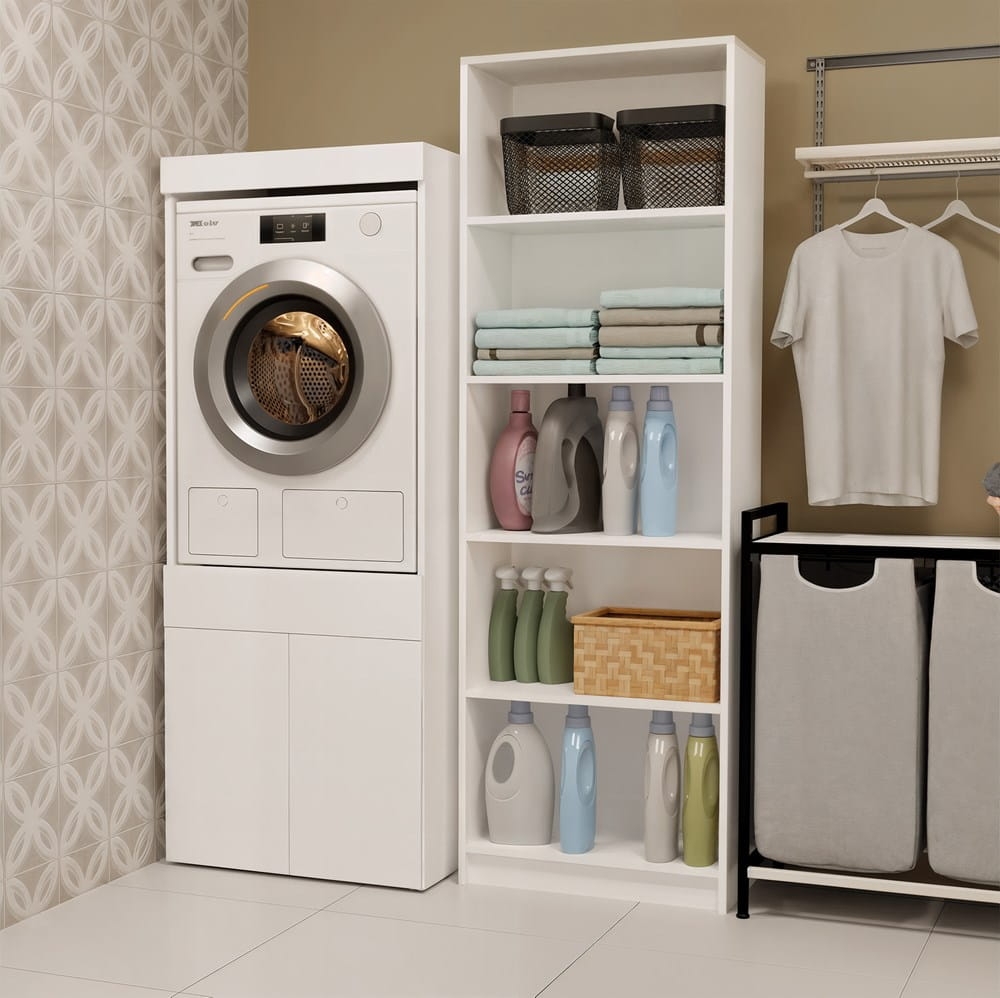 Szafka Łazienkowa Na Pralkę Lub Suszarkę POLA TWIN 1S BIAŁA Regał Szuflada