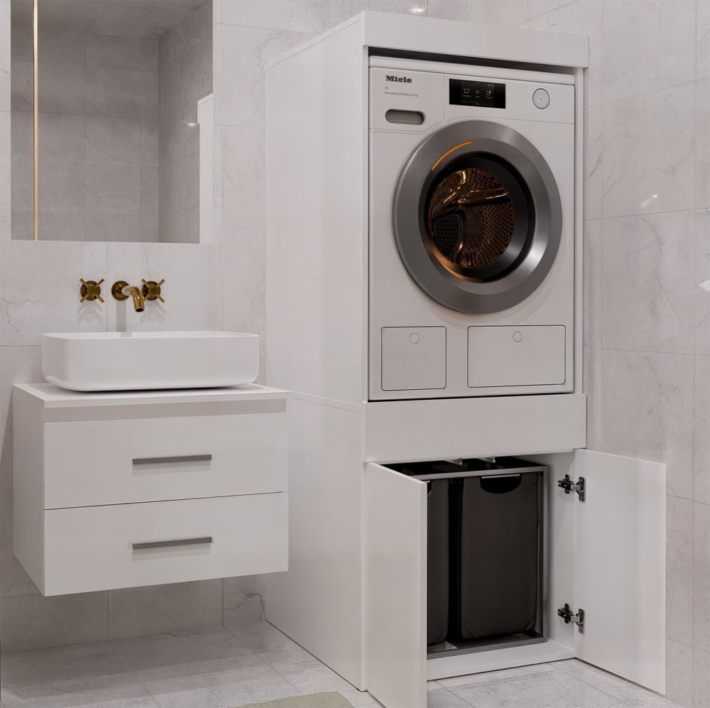 Szafka Łazienkowa Na Pralkę Lub Suszarkę POLA TWIN 1S BIAŁA Regał Szuflada