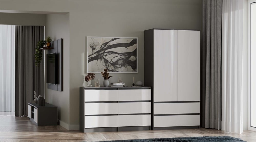 Komoda Malwa M6 120 ANTRACYT / BIAŁY