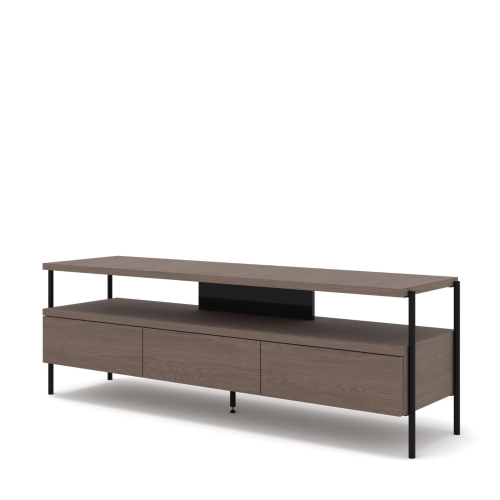 Szafka RTV 154 cm, z 3 szufladami, chłodny brąz do salonu Puffin 3S