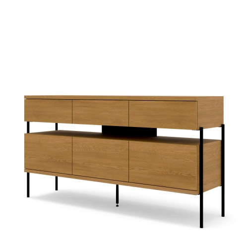  Komoda 154 cm, z 3 szufladami, do salonu orzech włoski Puffin 3D3S