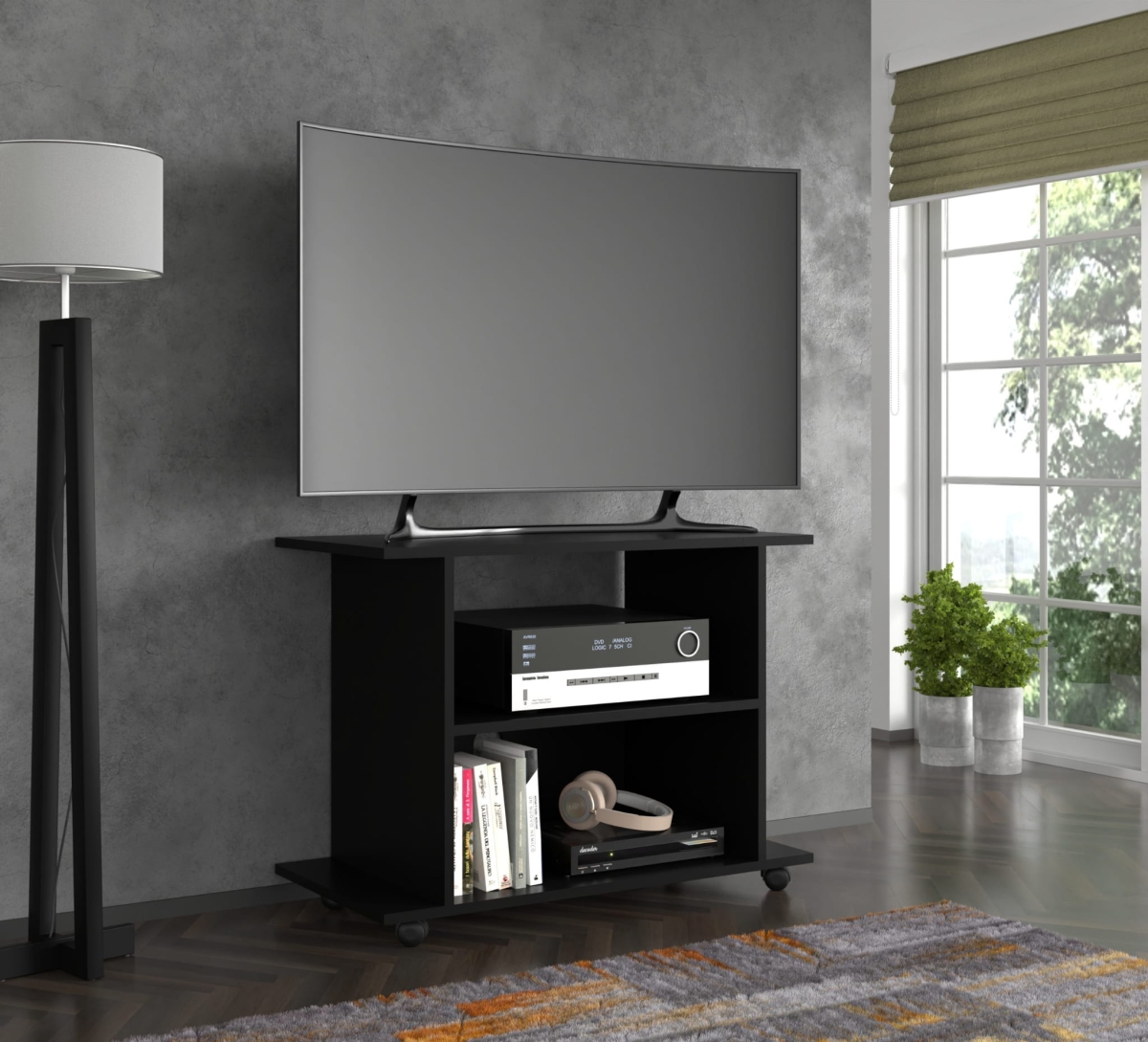 Szafka RTV na kółkach Yogi czarny mat