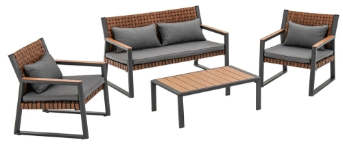 Zestaw mebli ogrodowych 4-osobowy z sofą, fotelami i stolikiem Texas