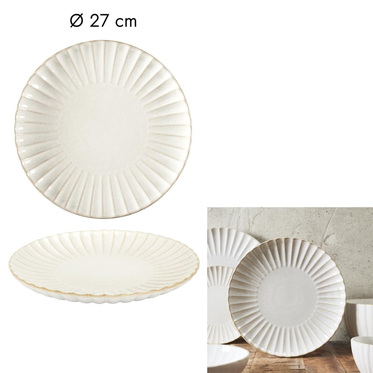 Talerz obiadowy Vlora 27cm beżowy