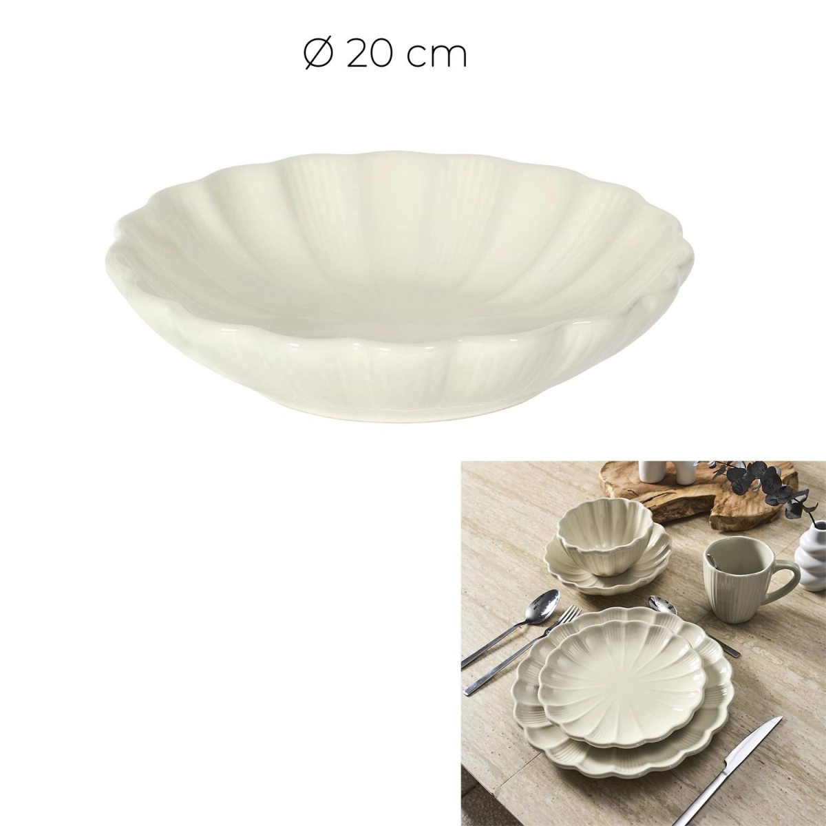 Talerz głęboki Calista 20cm kremowa