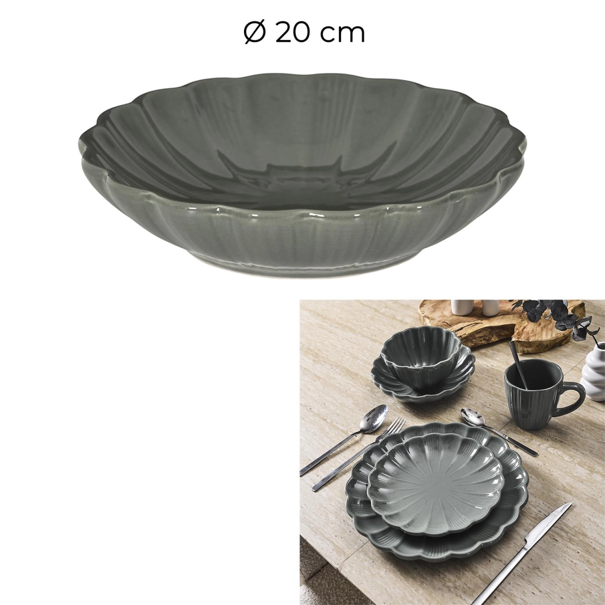 Talerz głęboki Calista 20cm szary