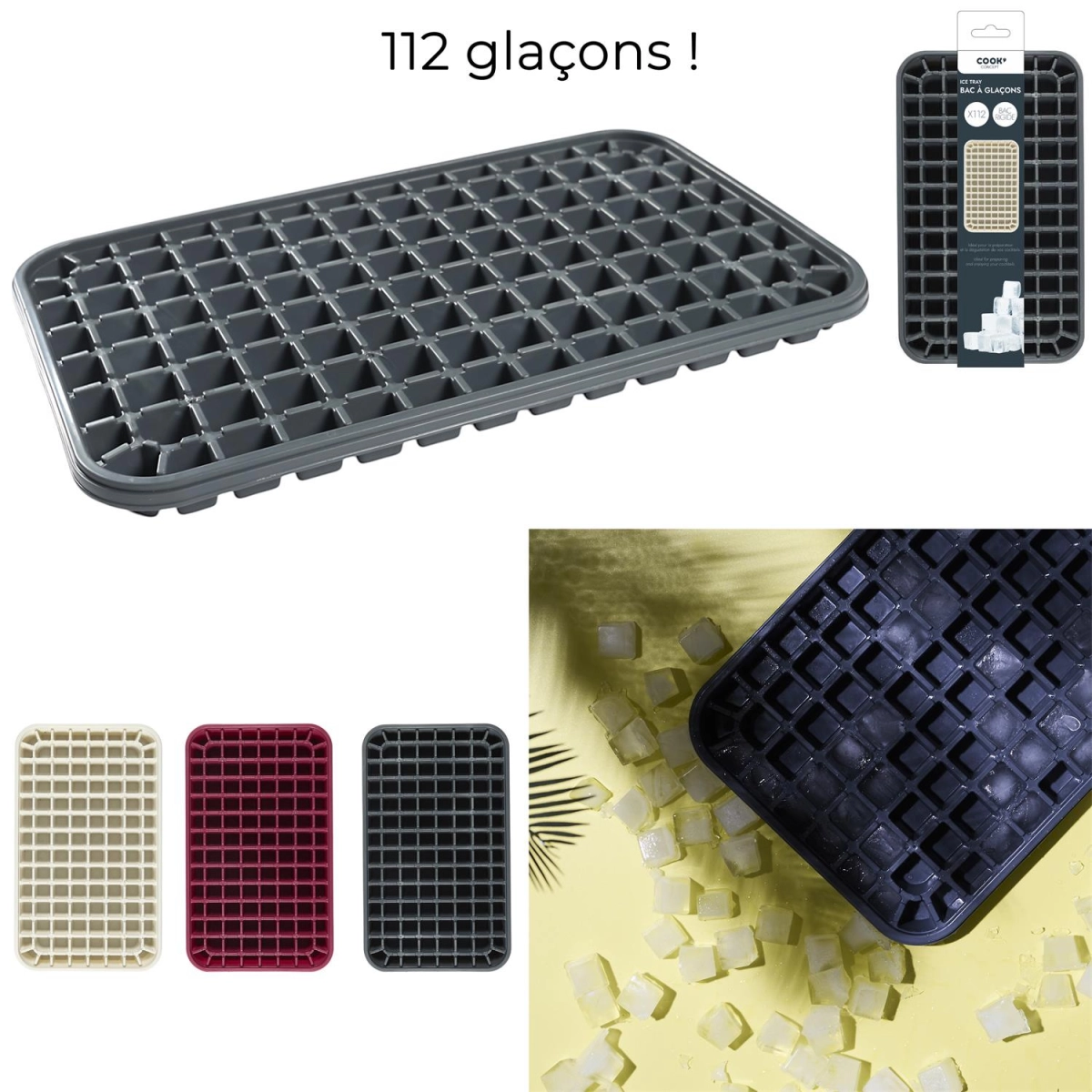 Tacka do mrożenia kostek lodu beżowa