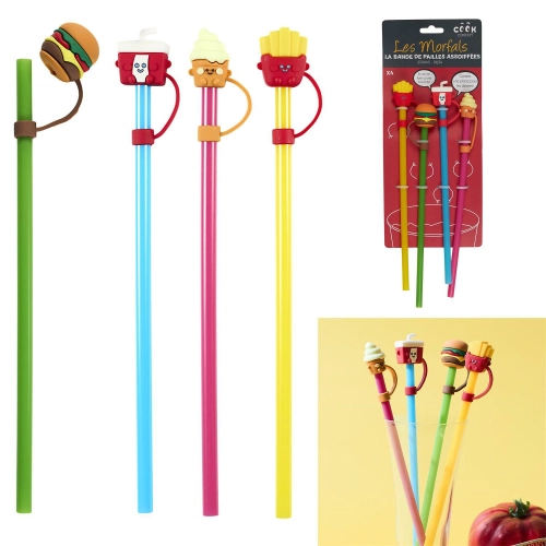 Zestaw 4 słomek do napojów Fast food