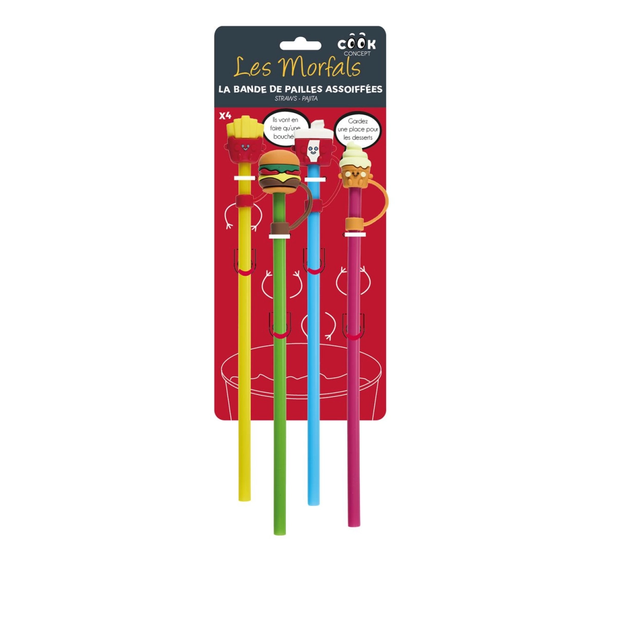 Zestaw 4 słomek do napojów Fast food