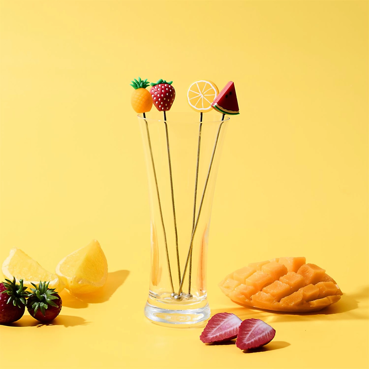 Zestaw 4 mieszadełek do napojów Fruit