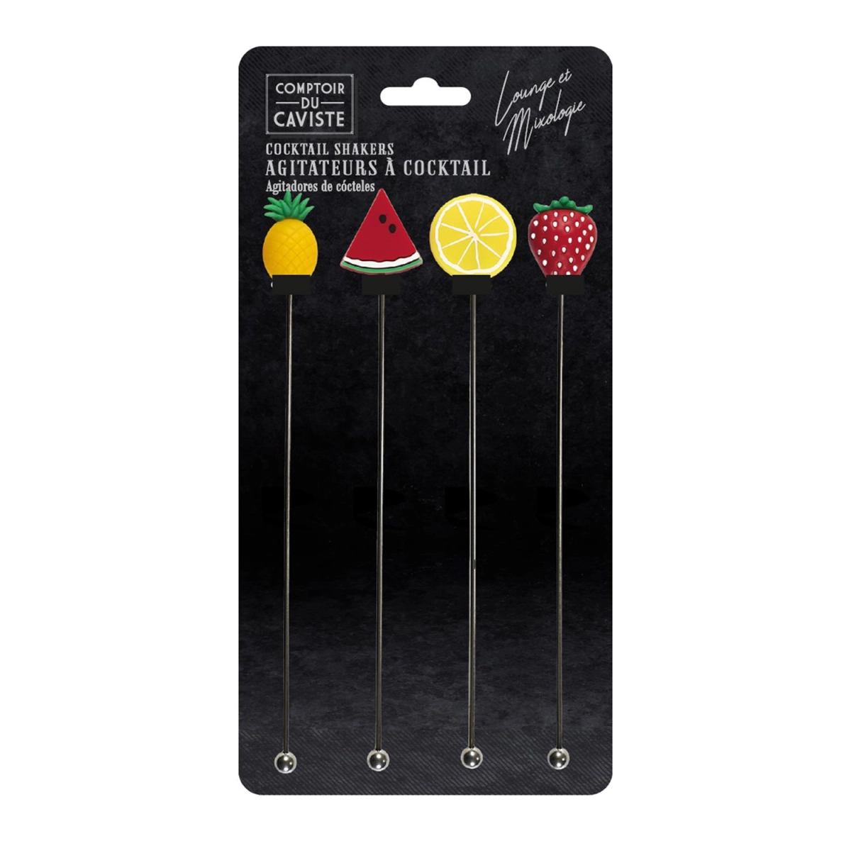 Zestaw 4 mieszadełek do napojów Fruit