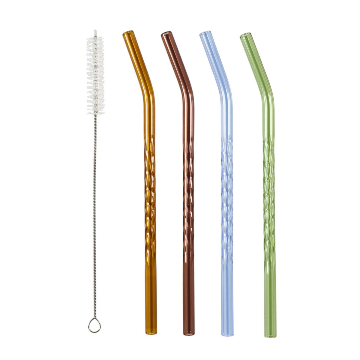 Zestaw 4 szklanych słomek proste ze