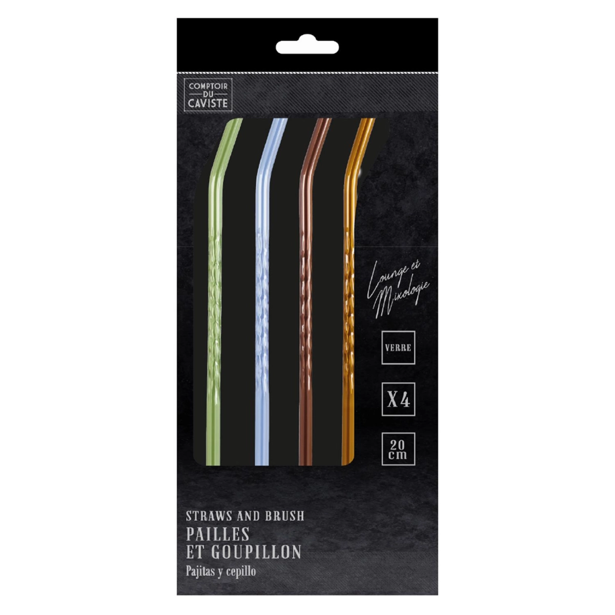Zestaw 4 szklanych słomek proste ze