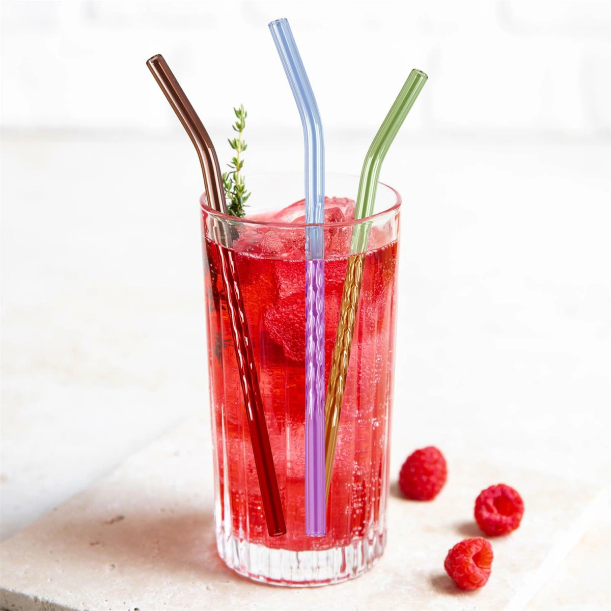 Zestaw 4 szklanych słomek proste ze