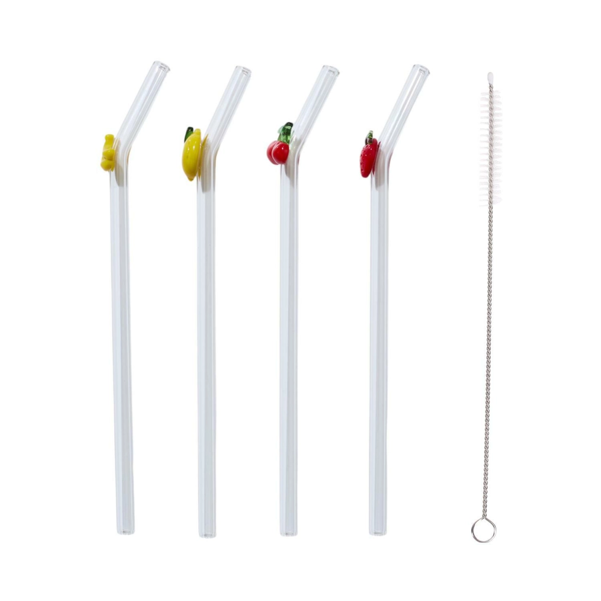 Zestaw 4 szklanych słomek Owoce ze