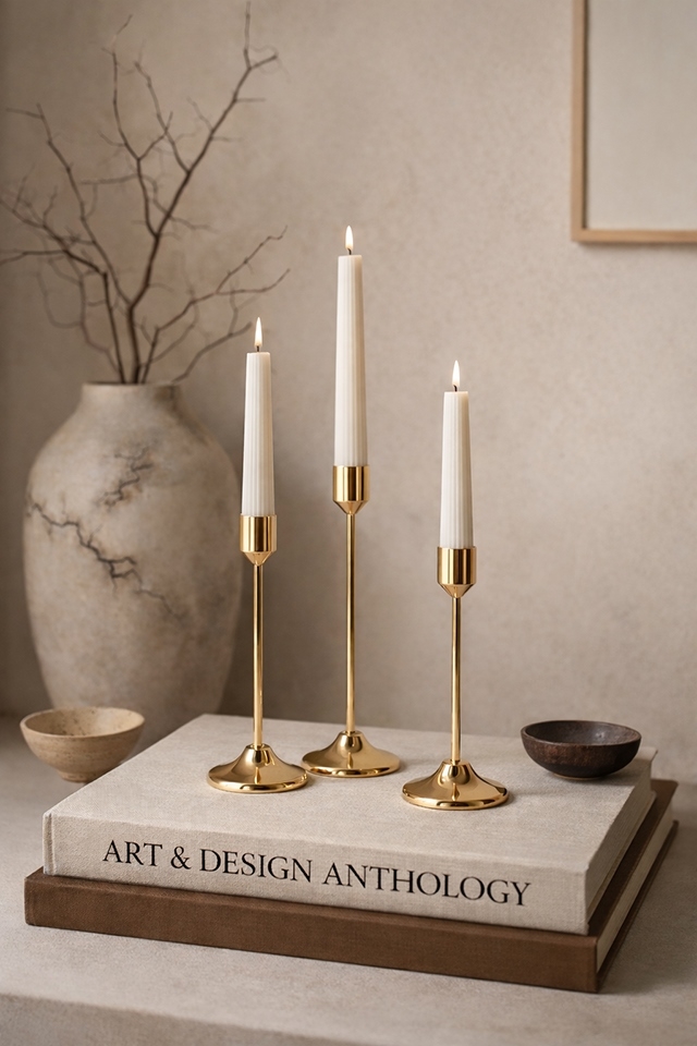 Zestaw 3 świeczników SHP SPLEND złoty